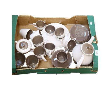 A Poole Pottery Twintone-Sepia and Mushroom tea service, 
