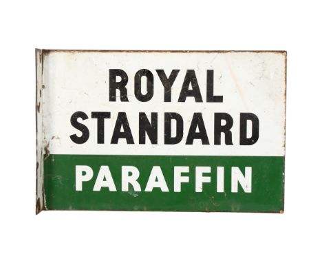 A Royal Standard "Paraffin" flanged double-sided enamel advertising sign, 30 x 46cm 