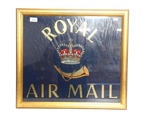 A Vintage framed sign, Royal Airmail, on blue ground, H52cm 
