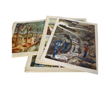 A set of Vintage school posters depicting various trades and industries, H53cm (46) 