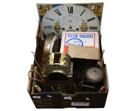 Brass clock case, other clock parts, and various wall clocks 