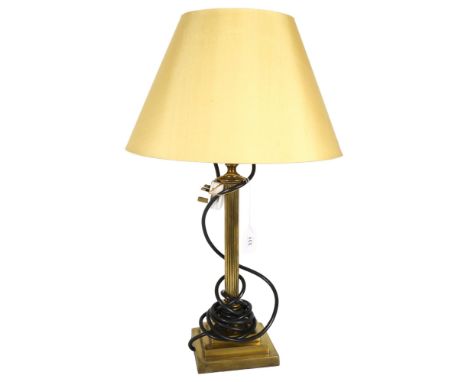 A Corinthian column table lamp with shade, H56cm 