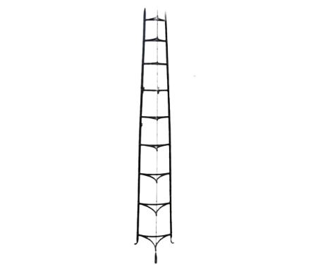 A Vintage 9-tier wrought-iron pan stand, H190cm 