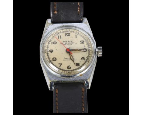 A Vintage Pierce Parashock non-magnetic wristwatch, serial no. 56334 to the back of the case 