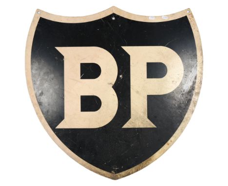 A Vintage shield-shape double-sided BP advertising sign, 75 x 76cm 