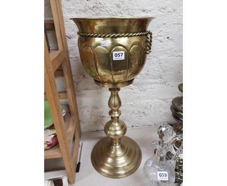 BRASS PLANTER AND BRASS STAND 