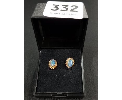 PAIR OF 9 CARAT GOLD FIRE OPAL EARRINGS 