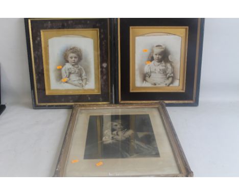 A FRAMED AND GLAZED  PORTRAIT ENGRAVING TITLED "SPEAK LORD FOR THY SERVANT HEARETH", together with two coloured portraits of 