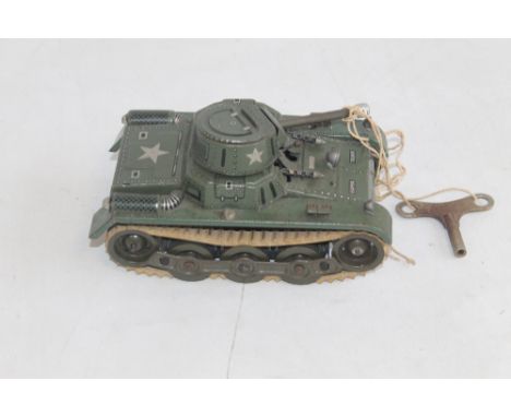 A 1950S TINPLATE CLOCKWORK GAMA AMERICAN TANK, (with key but not original box)