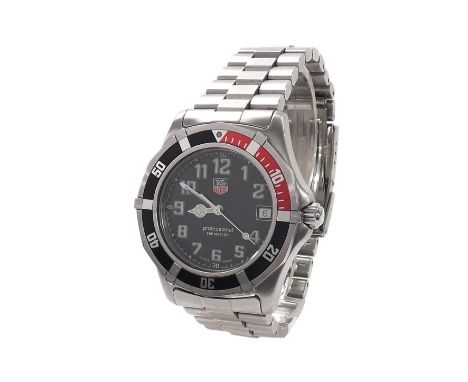 Tag Heuer 2000 Series Sport Professional 200m gentleman's bracelet watch, ref. WM1112, no. PZ9558, black dial, rotating 'Coke