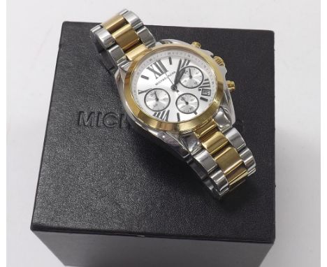 Michael Kors Bradshaw Chronograph bi-colour lady's bracelet watch, ref. MK-5912, silvered dial, quartz, 39mm - *Michael Kors 