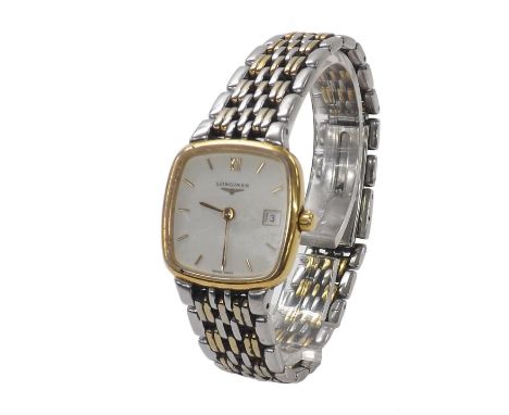 Longines Flagship square cased bi-colour lady's bracelet watch, ref. L5.133.3, no. 26647217, white dial, quartz, 23mm - Condi
