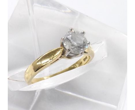 18ct solitaire diamond ring, round brilliant-cut, 0.75ct approx, clarity I1, colour G-H, 3.7gm, ring size K 