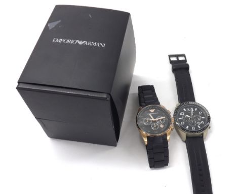 Emporio Armani chronograph rose gold plated gentleman's wristwatch, ref. AR-5905, quartz, 43mm (box with outer cardboard cove