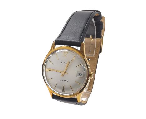 Garrard 9ct automatic gentleman's wristwatch, London 1974, circular silvered dial with Arabic 12, baton markers, centre secon