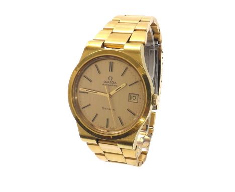 Omega Geneve automatic gold plated gentleman's bracelet watch, circa 1973, ref. 1660173, champagne dial with baton markers, s