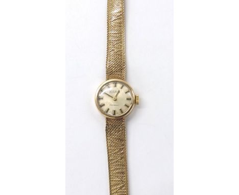 Roamer 9ct lady's bracelet watch, 17.3gm, 17mm - Condition Report: - Movement - currently functioning. Dial - visible surface