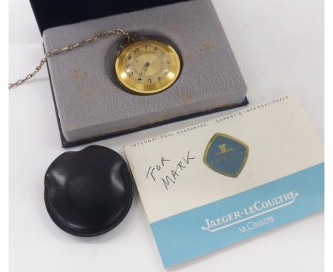 Jaeger LeCoultre alarm gold plated pendant or travel watch, ref. 11003/1, circa 1972, the champagne dial with Arabic numerals