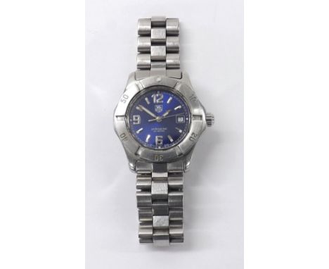 Tag Heuer Professional 200m stainless steel lady's bracelet watch, ref. WN1312, no. PF6304, blue dial, rotating bezel, quartz