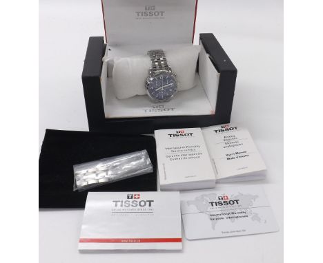 Tissot PRC 200 chronograph stainless steel gentleman's bracelet watch, ref. T461, no. 12BG0158786, blue dial, quartz, 40mm - 