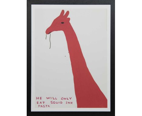 * DAVID SHRIGLEY OBE (SCOTTISH b. 1968),HE WILL ONLY EAT SQUID INK PASTAlithograph on 200g Munken Lynx paperimage size 74cm x