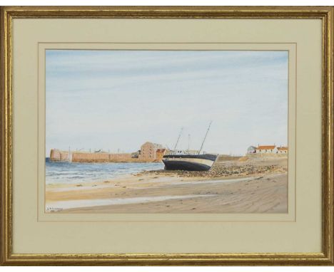 * GEORGE R CUMMINGS (SCOTTISH b. 1932),LA CAVELLE, NORTH BERWICK HARBOURwatercolour on paper, signed and dated 1985, titled l