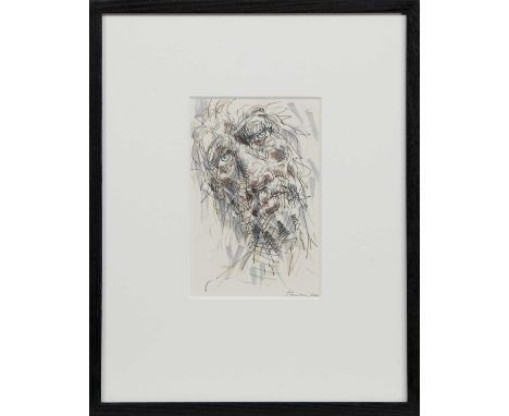 * PETER HOWSON OBE (SCOTTISH b. 1958),UNTITLEDmixed media on paper, signed and dated 2016image size 20cm x 13cm, overall size