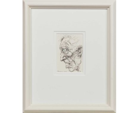 * PETER HOWSON OBE (SCOTTISH b. 1958),UNTITLEDmixed media on paper, signed and dated 2013image size 14cm x 10cm, overall size