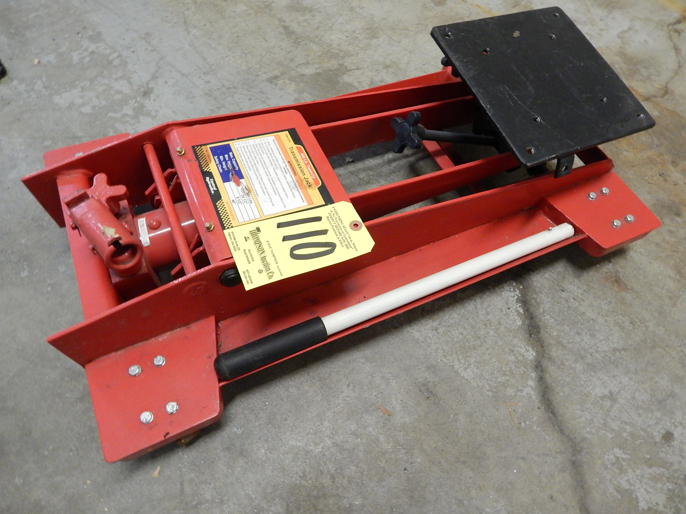 Central Hydraulics Transmission Jack, 800lb, cap.