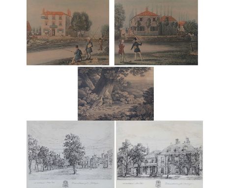 After Pollard, Fly Fishing, Bottom Fishing, together with a print of Partridges and two further prints, (5)