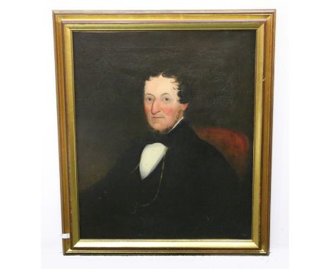 19th Century British School, unknown artist portrait of a gentleman oil on canvas 62cm x 76cm framed  NB double re-lined and 