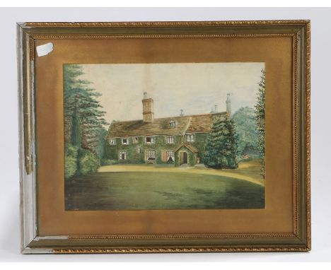 Early 20th Century school, Portrait of a manor house amateur watercolour pencilled title verso Heights of Baldornie ?, initia