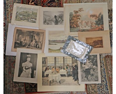 Collection of prints, to include The Plantiff and the Defendant, The Vintage in Medoc, Nemi, Seascape, Queen Alexandra, The P
