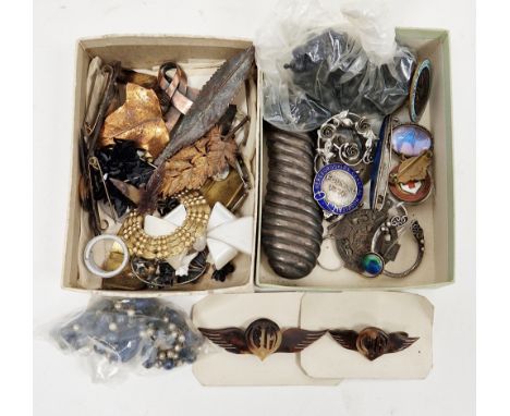 Collection of jewellery including two silver brooches set with butterfly wings, silver and enamel ' Herefordshire Central Hos