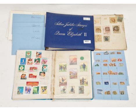Collection of stamps including an album of Chinese stamps, c.1970's, an album of Queen Elizabeth II Silver Jubilee stamps fro