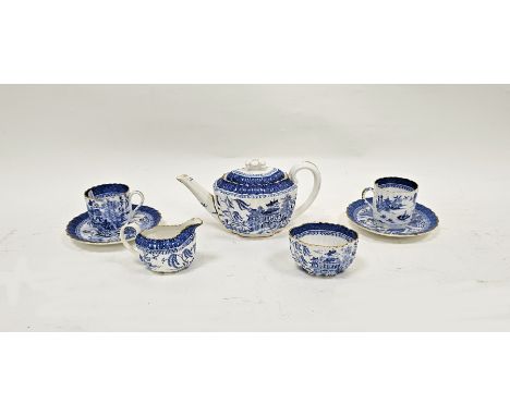 Copeland Spode bone china part tea service, circa 1890, printed green marks, pattern no.1/1329, printed in blue and white wit