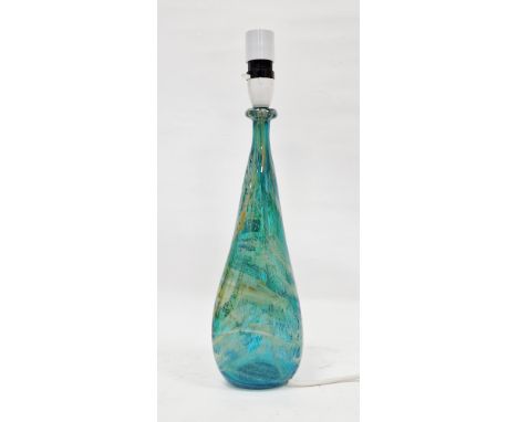 Mdina glass lamp base&nbsp;of tapering baluster faceted form, turquoise, ochre and yellow inclusions, 33cm high excluding fit