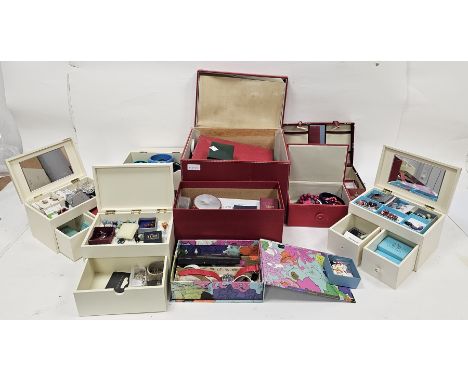 Extensive collection of assorted costume jewellery&nbsp;to include festive brooches, bracelets, bangle, white metal lidded pi