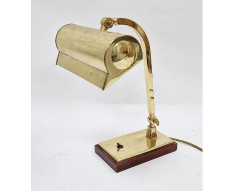 Banker's style desk lamp in the Edwardian manner, with gilt metal finish and adjustable tilting shade, 36cm high