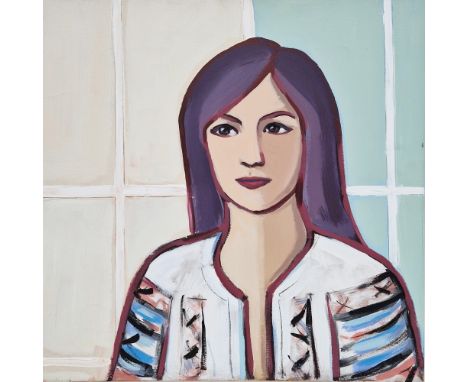 Silvia Schuergers (Moldova, contemporary) Acrylic on canvas "Mother", head and shoulders portrait of the artist's mother, bor