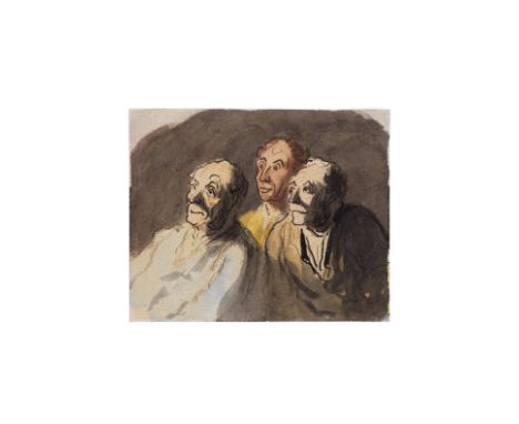 HONORÉ DAUMIER (1808-1879)Trois spectateurs (Three Spectators) encre et aquarelle sur papier ink and watercolour on paper 10.