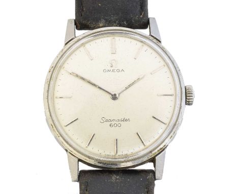 A stainless steel Omega Seamaster 600 watch, cal. 650, the circular signed dial with baton hour markers and outer minutes tra
