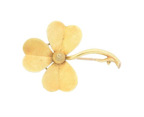 An early 20th century shamrock brooch, stamped 15, length 3.4cm, gross weight 3.5g.Condition report: Overall condition good t