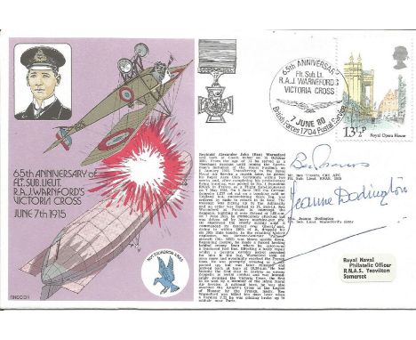 Great War veteran Mr Ben Travers and Mrs Jeanne Dodington signed RNSC(3)1 cover commemorating the 65th Anniversary of Flt Sub