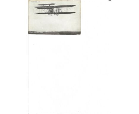1909 Wright Biplane original postcard with note about hoping to see more flying. All autographs come with a Certificate of Au