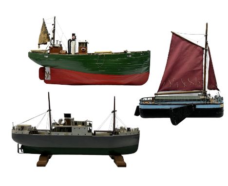 Three scratch-built model boats comprising the Steam Drifter Lydia Eva YH89, Screw Steamer City of Calcutta and one other, L7