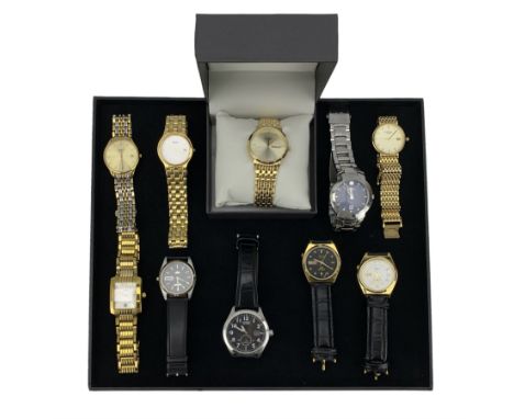 Collection of ten wristwatches including Seiko, Longines Lyre, Rotary and CitizenCondition Report:One Seiko automatic not wor