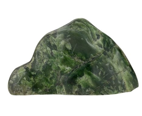 Chinese scholars polished green hardstone boulder 15cm x 27cm
