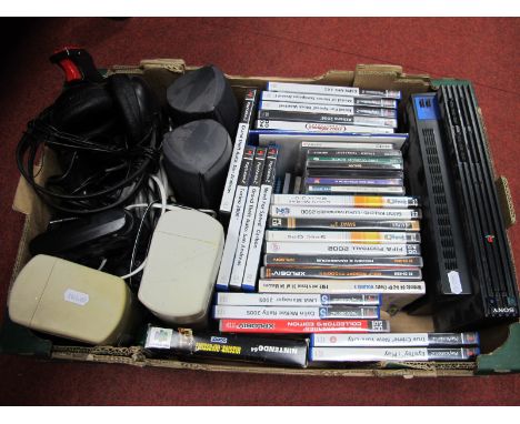 A Sony Playstation 2 Gaming Console, (untested), one games controller, two joysticks, speaker, Philips headphones, plus a qua