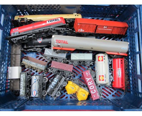 Seventeen "OO" Gauge Rolling Stock Items, by Hornby, Lima, Triang, Mainline to include tankers, open wagons, playworn.